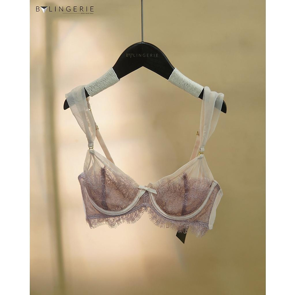 Mua Bộ đồ lót ren nữ BY LINGERIE màu hồng nude có gọng không độn mút B189