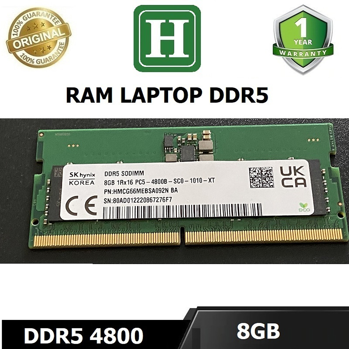 Mua Ram Laptop 8GB DDR5 PC5 bus 4800 ram dùng cho laptop tại H SHOP