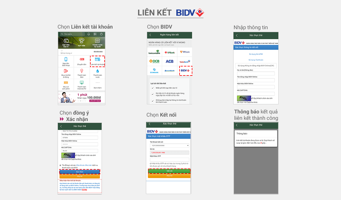 Hướng dẫn liên kết BIDV