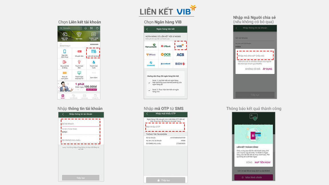 Hướng dẫn liên kết VIB