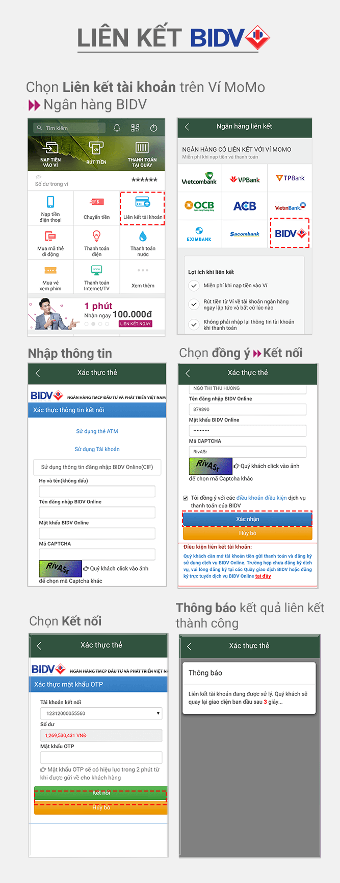 Hướng dẫn liên kết BIDV Bank