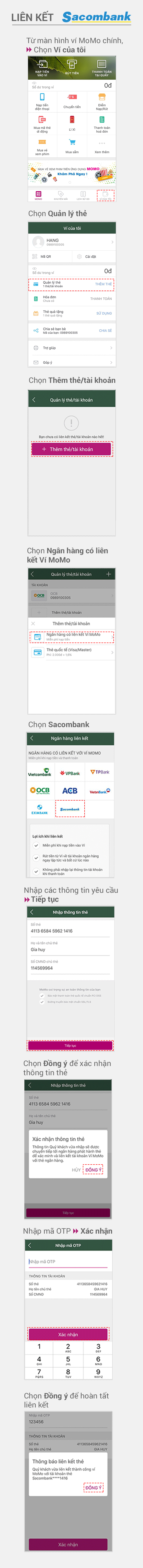 Hướng dẫn liên kết Sacombank