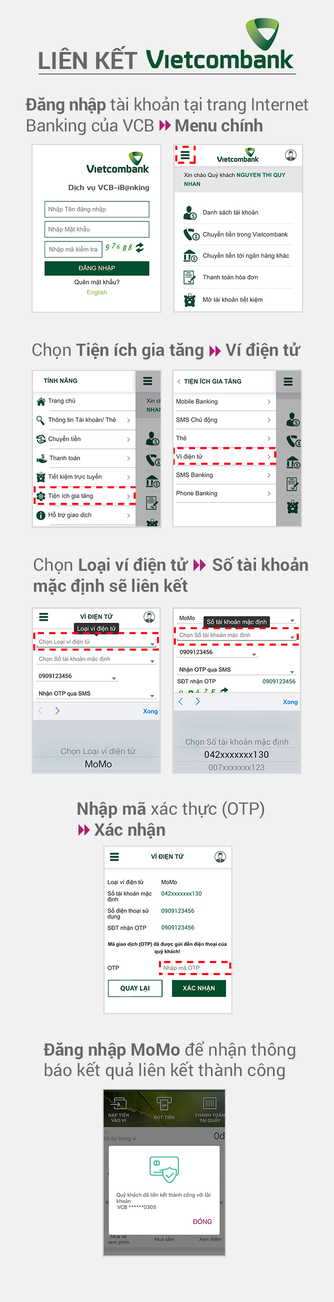Hướng dẫn liên kết Vietcombank