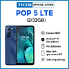 Điện Thoại Thông Minh Tecno Pop 5 LTE 2/32GB - Màn hình 6.5 - Mở khóa khuôn mặt + vân tay - Pin 5000 m