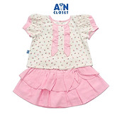 Bộ áo váy 2 tầng bé gái họa tiết Nụ hồng cara - AICDBG8HMT7N - AIN Closet