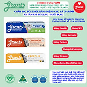 Bộ 3 Sản phẩm kem đánh răng thảo dược hữu cơ keo ong Grants + quế Grants + việt quất Grants, Chăm sóc răng miệng cho cả gia đình