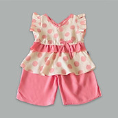 Bộ quần áo lửng bé gái họa tiết Bi hồng cổ tim - AICDBGPSKEXJ - AIN Closet