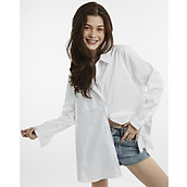 TheBlueTshirt - Áo Sơ Mi Phom Rộng Nữ Màu Trắng - White Oversized Pocket Shirt