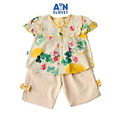 Bộ quần áo lửng bé gái họa tiết Hoa vàng cotton boi - AICDBGYPBMDP - AIN Closet