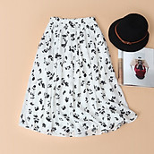 Chân váy tơ cotton KACHISA in hoa đen trắng
