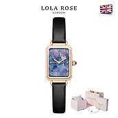 Đồng hồ nữ đẹp sang trọng Lolarose mặt vuông tinh tế dây đeo da bò Italy
