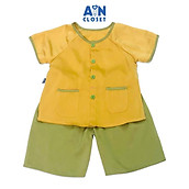 Bộ quần áo bà ba lửng unisex Vàng xanh lụa ngọc trai - AICDBTPMPT9T - AIN Closet