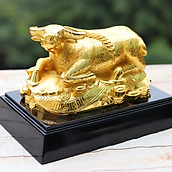 Tượng Kim Ngưu mạ vàng - TKNV02 - Quà tặng tượng Trâu phong thuỷ đúc đồng mạ vàng 24K cao cấp