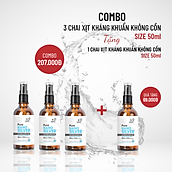 COMBO 3 chai Xịt kháng khuẩn không cồn 50ml TẶNG 1 chai 50ml