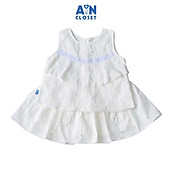 Bộ áo váy bé gái họa tiết Hoa trắng cotton boi thêu - AICDBGBHTOYU - AIN Closet