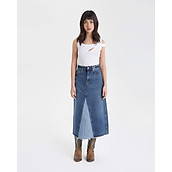 Chân Váy Jeans Suông - TheBlueTshirt - 1970s The 1975 Wash Denim Midi Skirt - Xanh Dương Đậm
