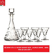 Bộ bình rượu và 6 ly nhỏ pha lê Ý RCR Laurus 500ml - 60ml