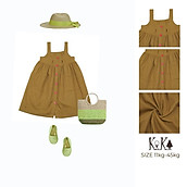 Váy Áo bé gái 2 dây nút dọc thân. Thương hiệu Kika, Code K017, K019, K020