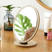 Gương trang điểm để bàn đế gỗ xinh xắn hình oval