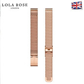 Dây đồng hồ kim loại 10mm Lola Rose dạng thép lưới vàng siêu bền chốt cài