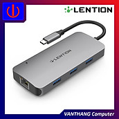 Bộ chuyển đổi USB C 7 trong 1 Lention CE57SE Hàng chính hãng - USB C, PD, HDMI, SD, TF, GE, USB 3.0