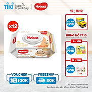 Combo 12 Gói Khăn Ướt Huggies Cacao và Bơ Hạt Mỡ 72 Miếng Gói