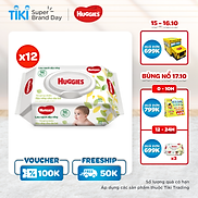 Combo 12 Khăn Ướt Dịu Nhẹ Cho Trẻ Sơ Sinh Huggies 64 Tờ Gói