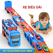 Ô tô đồ chơi xe tải 3 tầng kèm 2 xe đua nhỏ mô hình đường đua xe dài 1