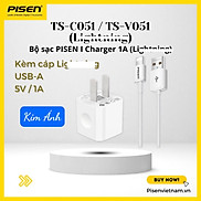 Bộ sạc Pisen I Charger 1A kèm cáp L - TS-C051-L cho điện thoại t.táo -