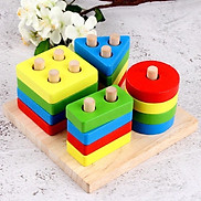 Đồ chơi gỗ montessori thả hình khối 4 cọc cho bé - Đồ chơi thông minh