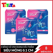 Combo 3 Băng vệ sinh Diana Siêu thấm siêu siêu mỏng 0.1cm Super Ultra Slim