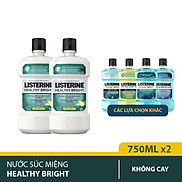 Bộ 2 Chai Nước Súc Miệng làm trắng răng LISTERINE HEALTHY BRIGHT 750mlx2