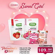 Combo Sweet Girl - Dâu Sấy Dẻo 100g, Thanh Long Sấy Dẻo 100g