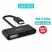 Hub Adapter Chuyển Đổi 2 Cổng USB Type C To HDMI 4K 60Hz Và PD 60W