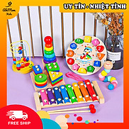 Combo 6 Món Đồ Chơi Gỗ Thông Minh Cho Bé Montessori cao cấp Đồ chơi Gỗ