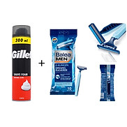 Bọt cạo râu Gillette Original 300g + Dao cạo râu Balea Men 10 cây