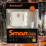 Bộ sạc nhanh Koracell 2.4A cổng L, có 2 cổng USB, Hàng chính hãng