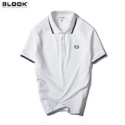 Áo Polo nam BLOOK cổ bẻ vải thun cotton màu trắng phối sọc xanh