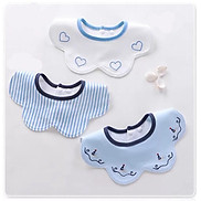 Set 3 yếm tròn xoay 360 độ 100% cotton chống thấm cho bé Mẫu gấu xám