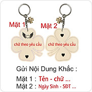 Móc khóa Hình Cỏ 3 Lá Khắc Tên Theo yêu Cầu