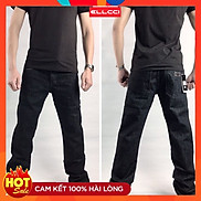 Quần jean nam ống rộng màu đen, chất liệu cao cấp, tag thép