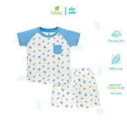 Bộ Lullaby cộc tay raglan cho bé trai NH74B Trắng cá