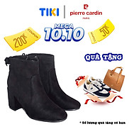 Giày boots nữ Pierre Cardin, chất liệu da cao cấp, cổ ngắn, gót cao 5cm