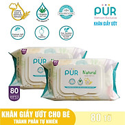 Combo 2 gói Khăn giấy ướt Pur 80 tờ thành phần tự nhiên cho bé