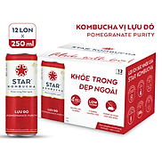 Thùng 12 lon thức uống lên men STAR KOMBUCHA Lựu Đỏ Pomegranate Purity