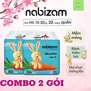 Combo 2 gói tã bỉm Hàn Quốc Nabizam Ultrathin size XXL22 miếng