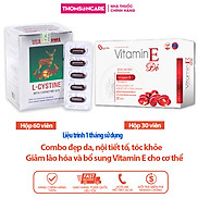 Combo viên uống đẹp da và nội tiết tố Lcystine 60v và Vitamin E đỏ VỈ