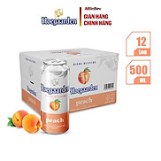 Thùng 12 Lon Bia Hoegaarden Peach - Bia Bỉ Vị Đào500ml Lon