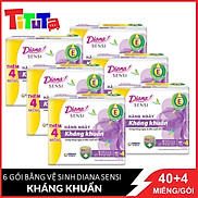 Combo 6 Băng vệ sinh Diana Sensi Hàng Ngày Kháng Khuẩn 40 + 4 miếng gói x 6