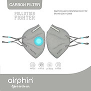 Khẩu trang Airphin- Pollution Fighter- Người lớn- 2 màu Đen - ghi. 45k c